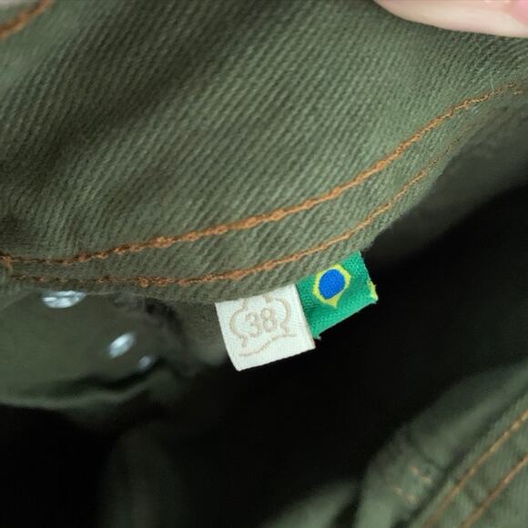 Farm Rio Wide Leg Pockets Twill Trousers Women's Size 38 Green Small - Picture 11 of 13